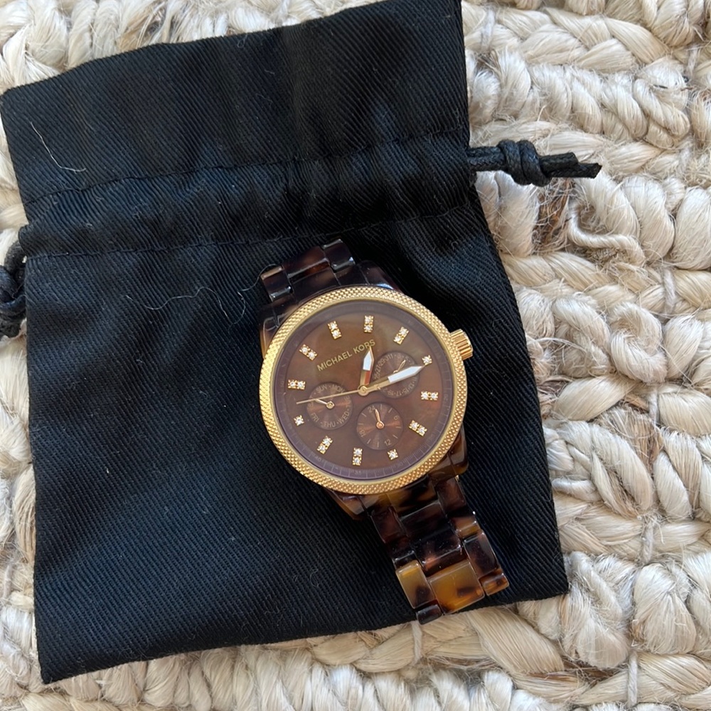 Michael Kors Tortoise Band Gold Watch